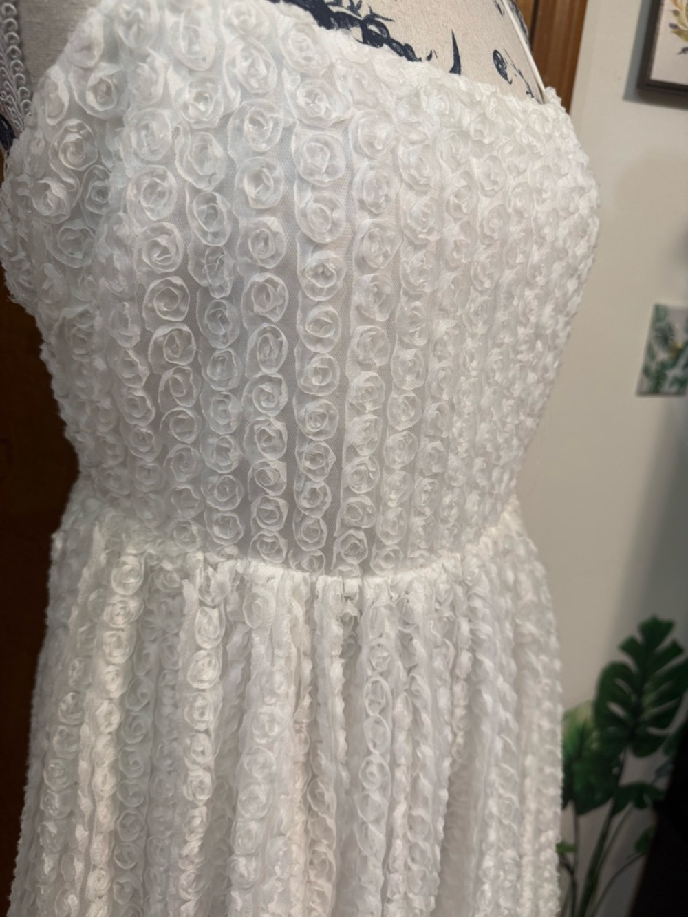 All in Favor White Rosette Spaghetti Strap Mini Dress Bridal shower (med) - Picture 2 of 16